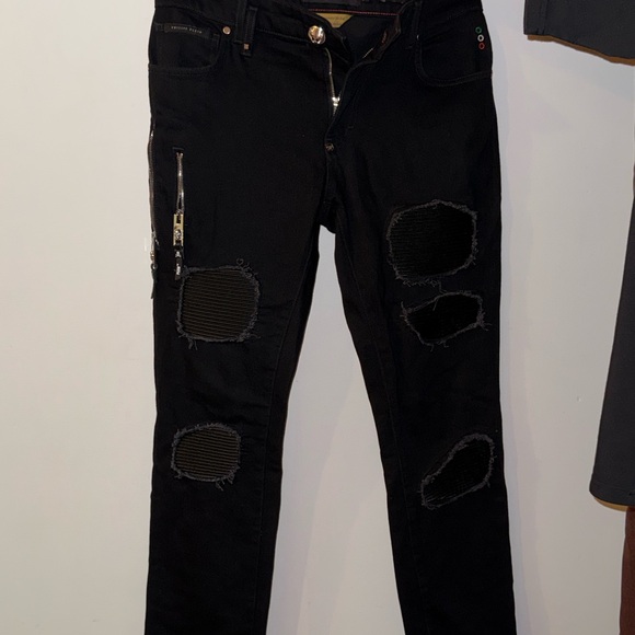 Philipp Plein Black Distressed Skinny Jeans